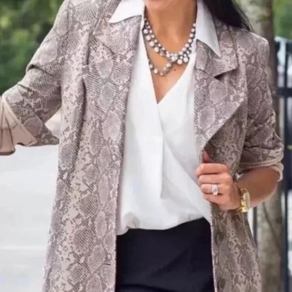 CAbi 4114 King Cobra Snake Print Ponte Knit Beige Black Fashion Coat, Size Med - Picture 10 of 10